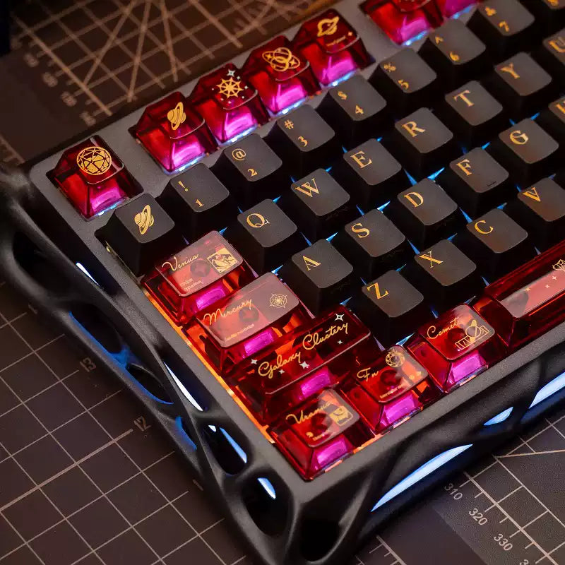 Solar System Cherry Profile PBT + PC Red Shine-Through Keycaps