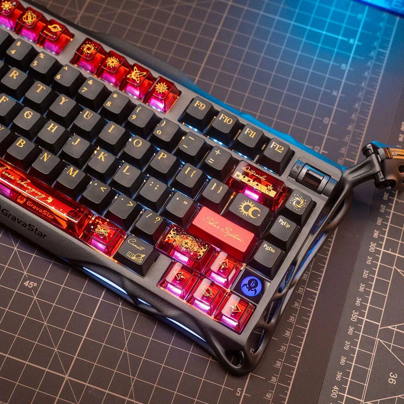 Solar System Cherry Profile PBT + PC Red Shine-Through Keycaps